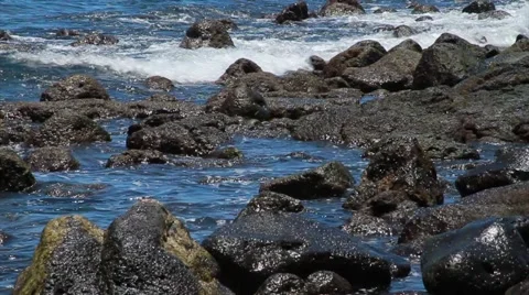 Waves against rocks in Hilo Video stock 44921215