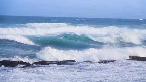 Waves against rocks in the Indian Ocean crashing in slow motion 250 fps Stock Footage 87703230