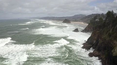 Waves along the Coast - Drone Stock Footage 201179766