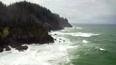 Waves along the Coast - Drone Stock Footage 201180369