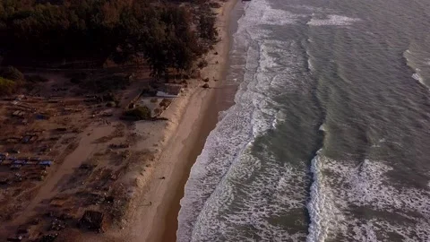 Waves along coast of Pacific ocean in Senegal Stock Footage 208936735