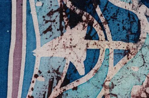 Waves and arrows, hot batik, background texture, handmade on silk Stock Illustration