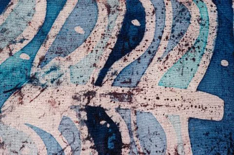 Waves and arrows, hot batik, background texture, handmade on silk Stock Illustration