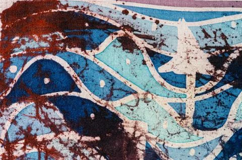 Waves and arrows, hot batik, background texture, handmade on silk Stock Illustration