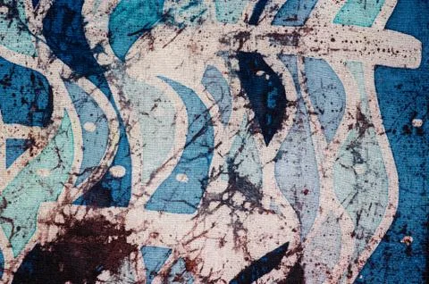 Waves and arrows, hot batik, background texture, handmade on silk Stock Illustration