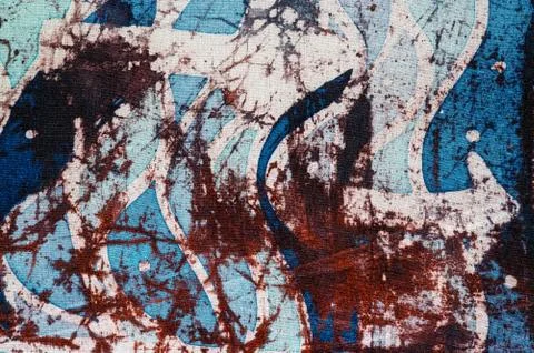 Waves and arrows, hot batik, background texture, handmade on silk Stock Illustration
