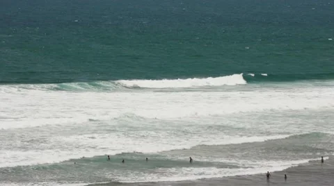 Waves And Bathers. Timelapse Stock Footage 7766549