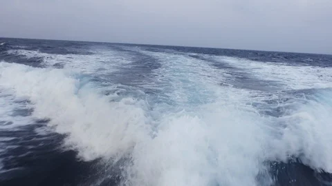Waves And Boat Tracks Behind The Boat Stock Footage 125676355