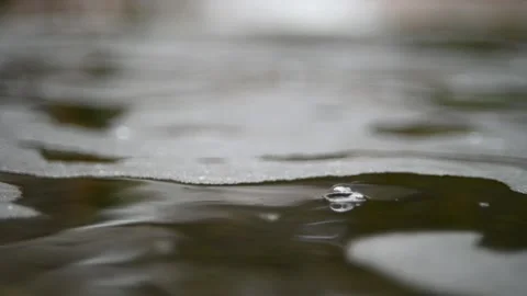 Waves and bubbles move in a pool of a mountain river (slow motion, bokeh) Video stock 212755787