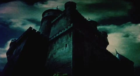 Waves and Castle Stock Footage 345180573