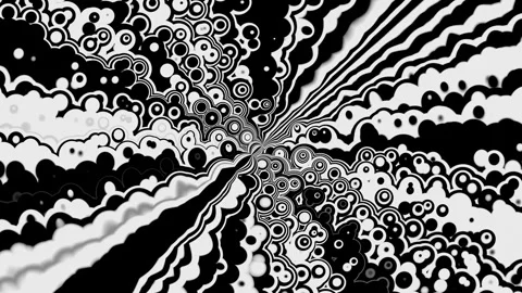 Waves and circles in black and white move in looped background. Graphic fractal Stock Footage 247235897