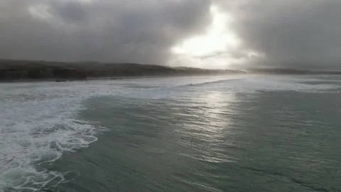 Waves and Cloudy Sunset Stock Footage 171870392