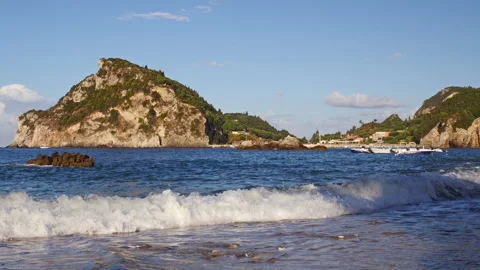 Waves And Corfu Island in Greece Video stock 242297802