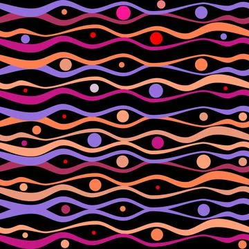 Waves And Dots Colorful Pattern Background Stock Illustration