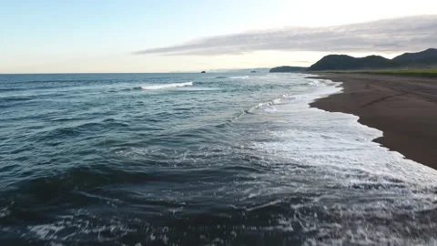 Waves and Kamchatka coast Stock Footage 174857656