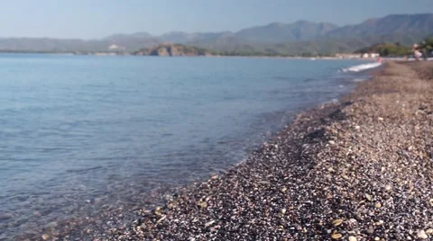 Waves and Mountain Scenery Chalis Beach Turkey Stock Footage 40522376