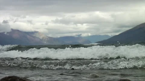 Waves and Mountains Stock Footage 12761933