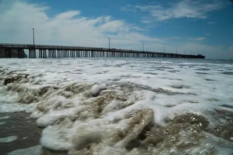 Waves and the Ocean Pier  Stock Photos