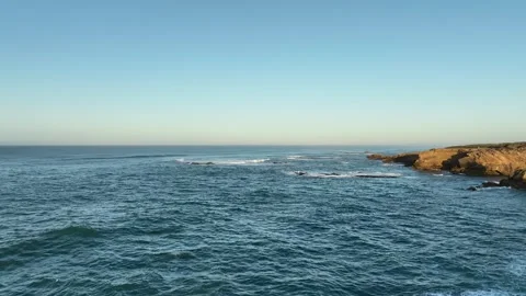 Waves and the ocean view from the cliff at Warrnambool. Early morning view. Stock Footage 292502917