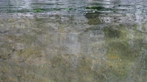 Waves and reflections in a pool created by a mountain stream (slow motion) Stock Footage 219639788
