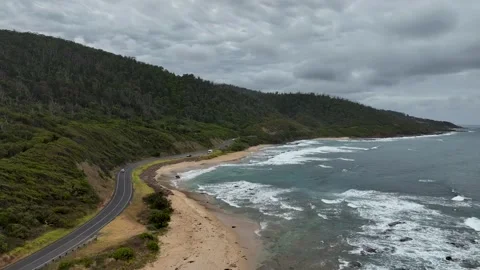 Waves and road. great ocean road Stock Footage 288598045