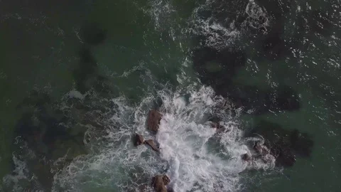 Waves and rock with emerald sea water in Thailand Stock Footage 123711184