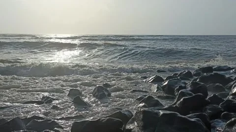 Waves And Rocks And Surf At Ocean Beach Video Video stock 276705651