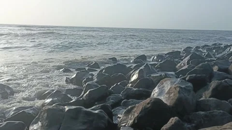 Waves And Rocks And Surf At Ocean Beach Video Stock Footage 276705675