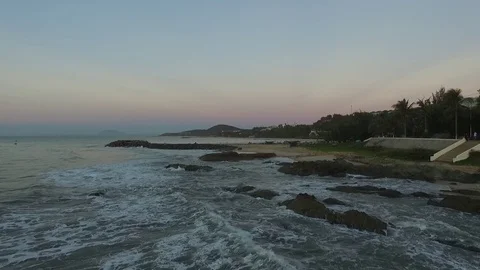 Waves and rocks, dawn Stock Footage 73283625