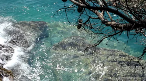 Waves and Rocks Stock Footage 1019422