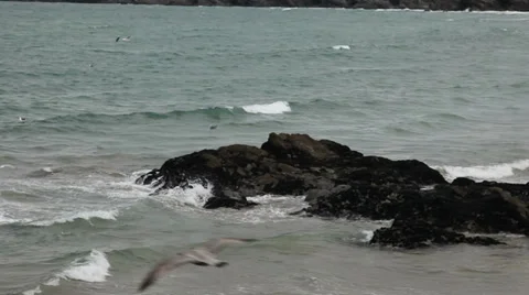 Waves and rocks Stock Footage 34048182