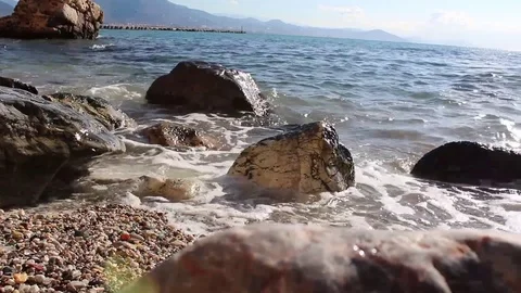 Waves and Rocks Stock Footage 83000626