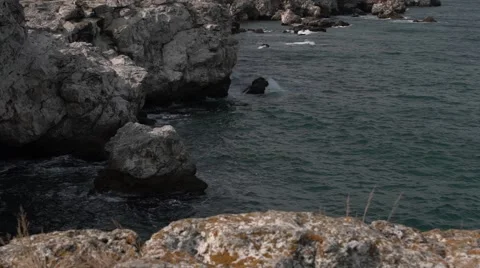 Waves and Rocks Slow Motion HD Stock Footage 66563624