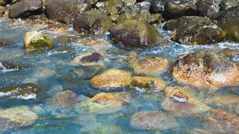 Waves and Rocks with sound Stock Footage 246704846