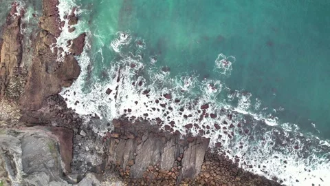 Waves and rocks top view Stock Footage 295911519