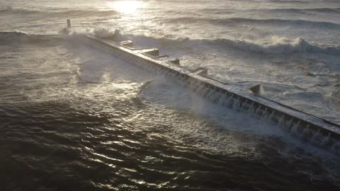 Waves and rough surf along Porto's Atlantic Coast Video stock 171798860