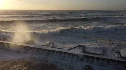 Waves and rough surf along Porto's Atlantic Coast Video stock 171799021