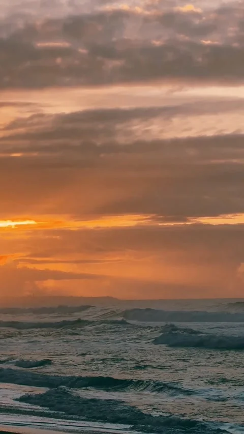 Waves and Shoreline at Sunset Light. Stock Footage 328045362