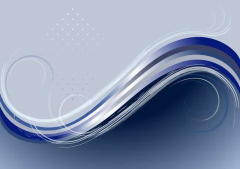 Waves and spirals in the gray blue background Stock Illustration