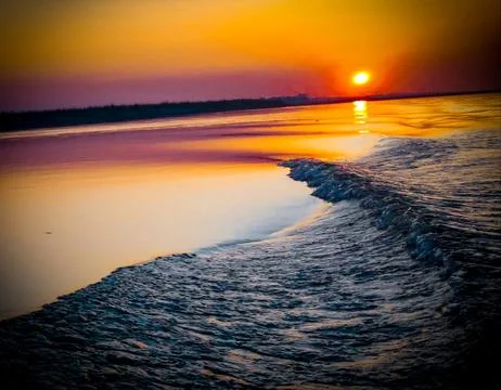 Waves and the Sunset 写真素材