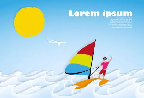 Waves and surfer Stock Illustration