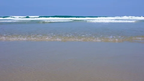 Waves and tide on the Pacific ocean beach. Summer seascape Stock Footage 91929120