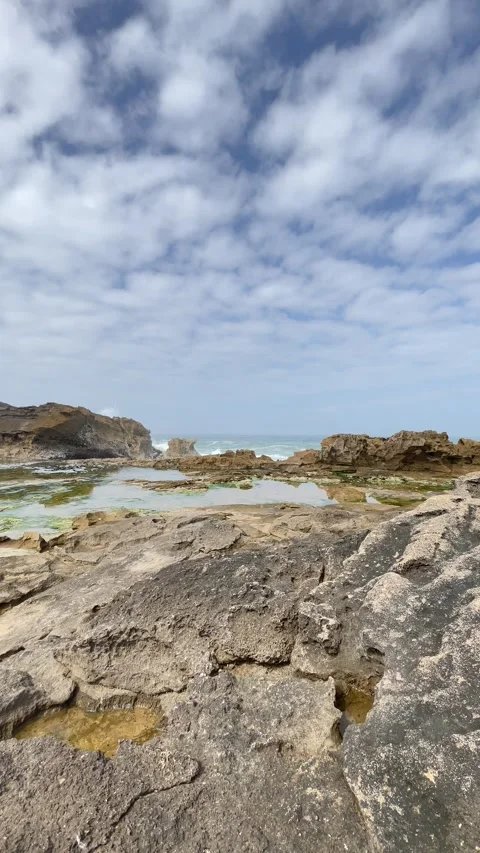 Waves and Tide Pools Stock Footage 333581336