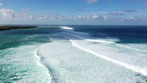 Waves and white foam in Mauritius island Stock Footage 143175768