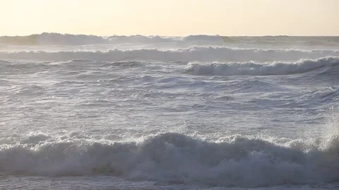 The waves ant tide on the Pacific ocean beach. Summer seascape Video stock 90488375