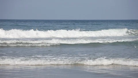 The waves ant tide on the Pacific ocean beach. Summer seascape Stock Footage 90489782
