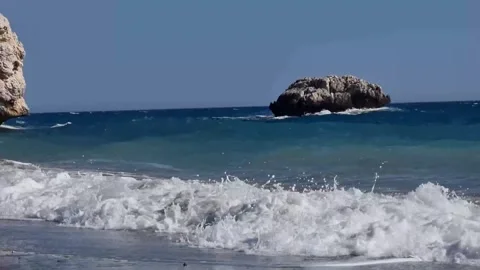 Waves at Aphrodites Beach in Cyprus Stock Footage 330860710