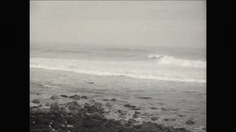 Waves Approach Rocky Beach Stock Footage 56162208