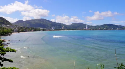 Waves Approach Tropical Beach Stock Footage 56425120