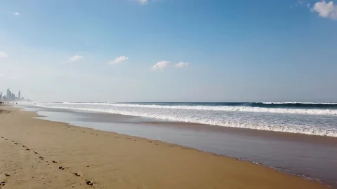 Waves Approaching the Beach Pan Video stock 113117769